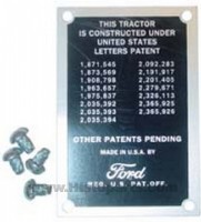 Ford 8N Patent plate (1948-52)