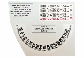 Model A Ford Speedometer Decal Set - Round Face - 7/8 - Stewart Warner